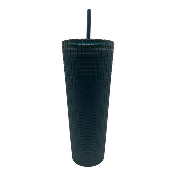 Starbucks Other - Starbucks Navy Blue Soft Touch Grid Tumbler Cold Cup Venti 24 oz Logo 2023
